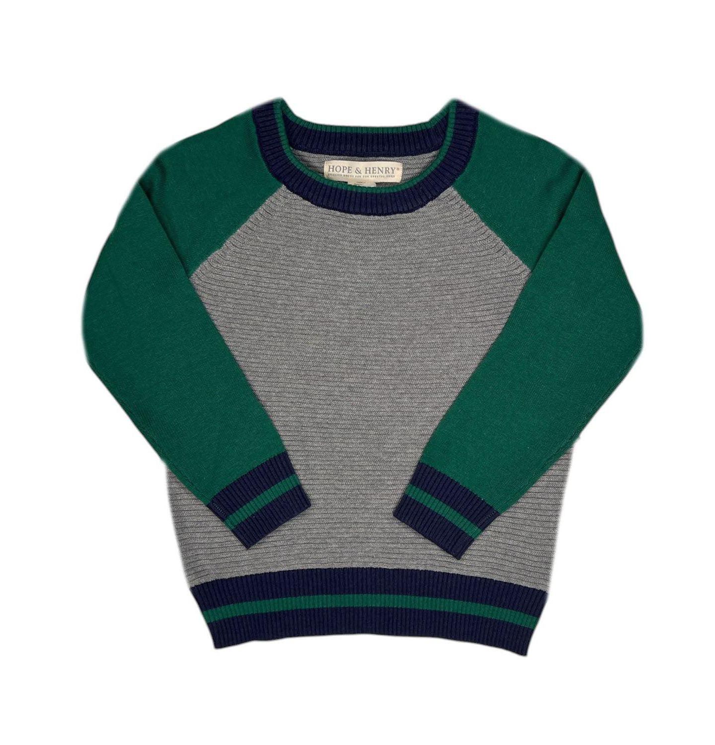 Свитер Hope & Henry Organic Long Sleeve Raglan для мальчиков-малышей, цвет: Серый / Зелёный — фото 1