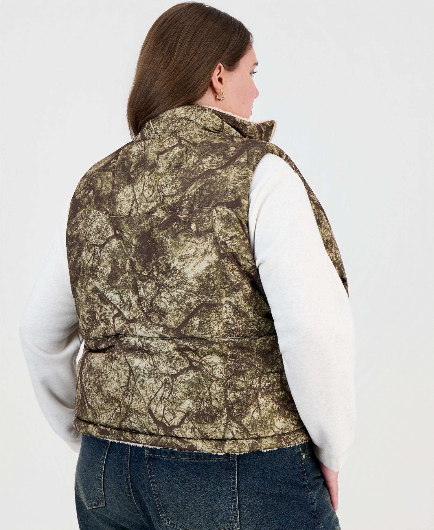 Plus Size Reversible Sherpa Puffer Vest