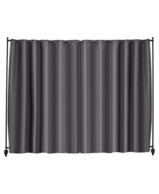 Portable Room Divider with Wheels and Privacy Curtain