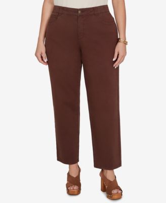 Plus Size Colored Denim Mid-Rise Straight Pants