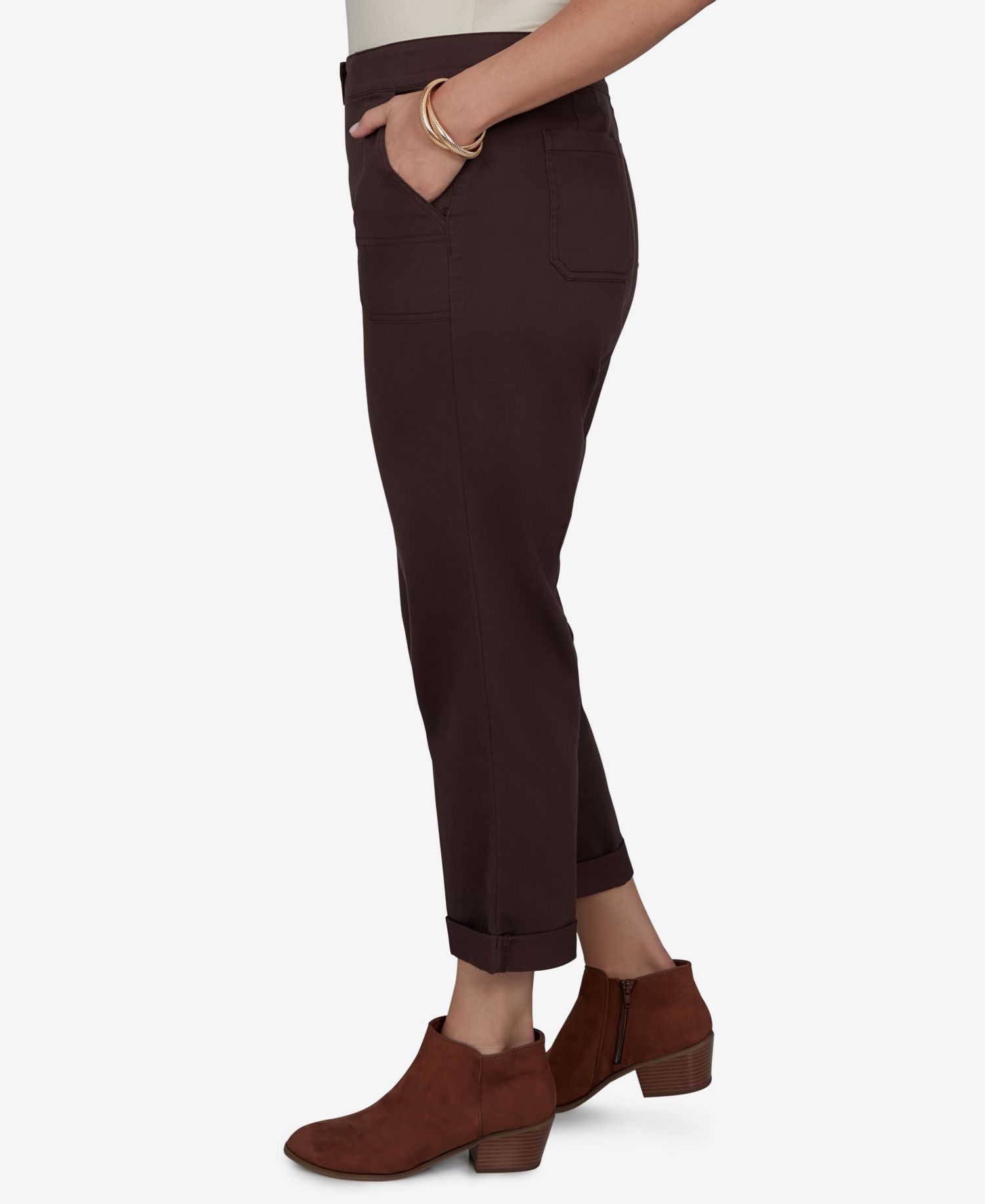 Plus Size Enzyme Wash Straight Cropped Pants