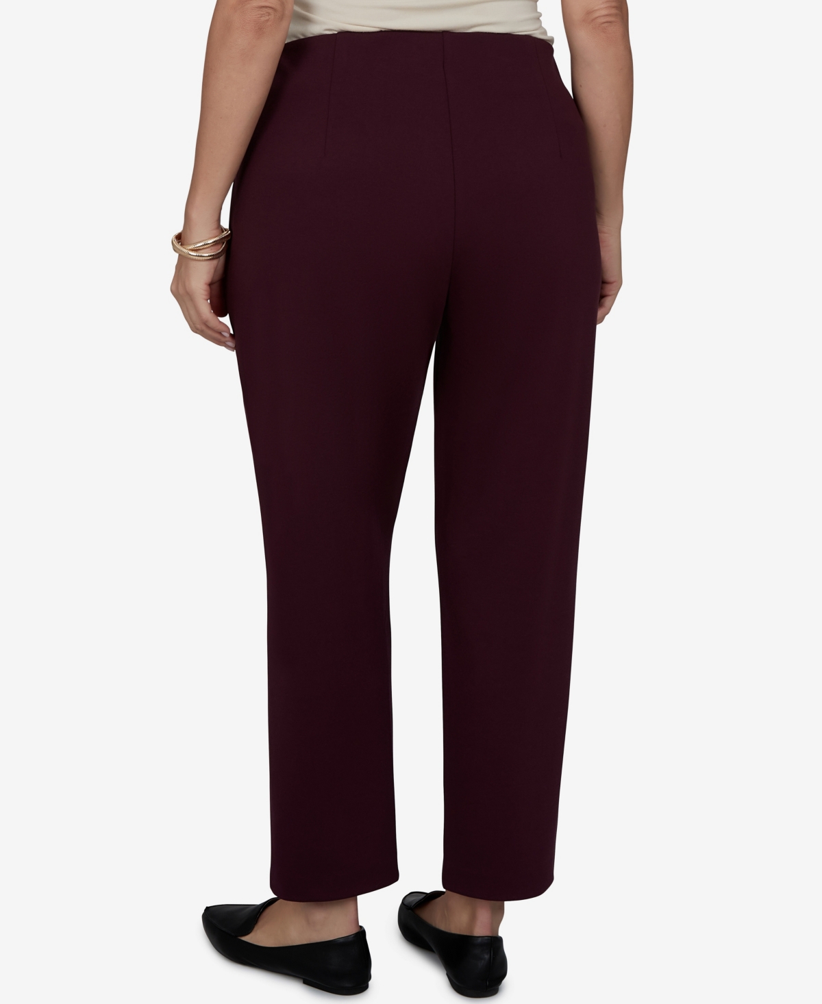 Ruby Rd. Plus Size Mid-rise Pull-on Ponte Pants In Burgundy