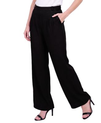 Petite Pleated Wide-Leg High-Rise Pants