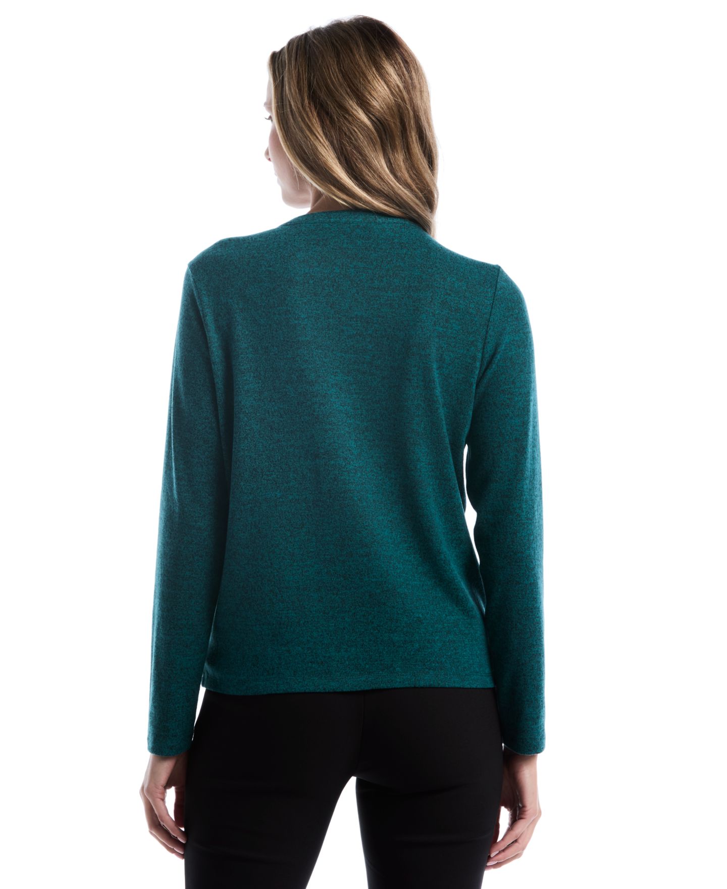 Женская футболка Rafaella Petite Long-Sleeve Split-Neck, цвет: Глубокий бирюзовый — фото 5