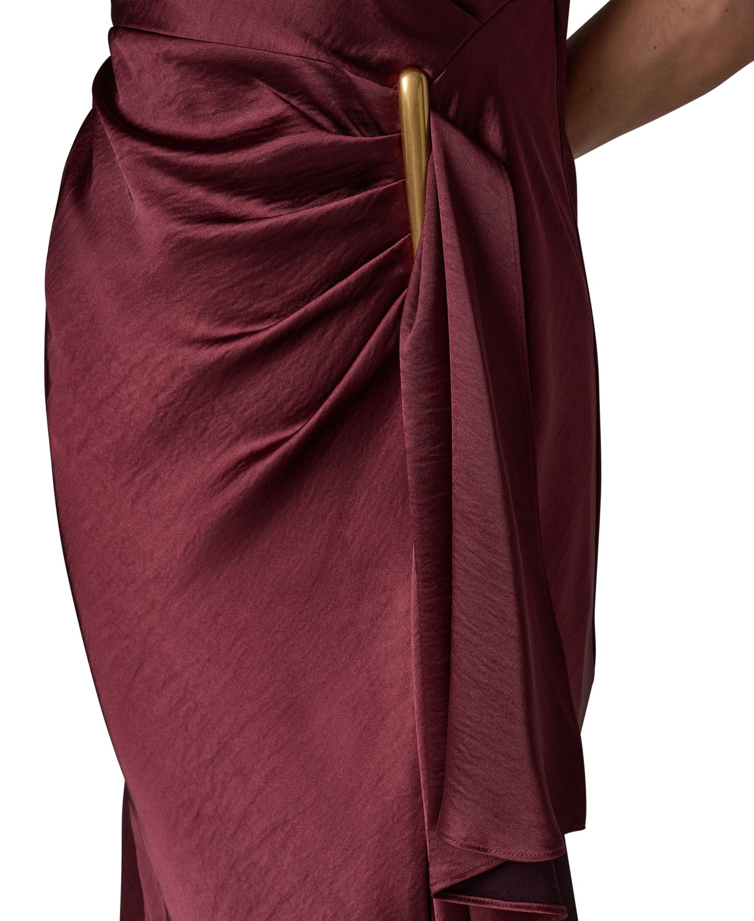 Women's Sleeveless Cowl Neck Satin Ruched Gown