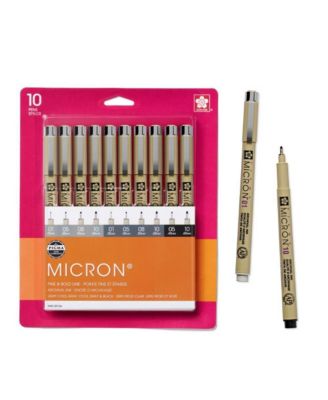 Pigma Micron Fineliner Pens, Archival Gray and Black Ink, Ass't Tip Sizes, 10 PK