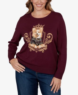 Plus Size Corgi Graphic Long-Sleeve Pullover