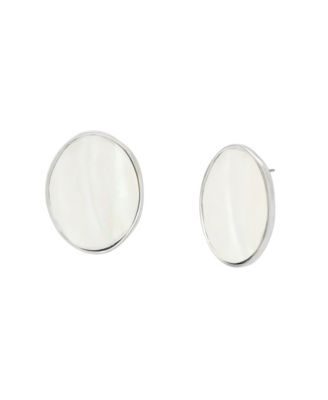 Imitation Pearl Oval Button Earrings