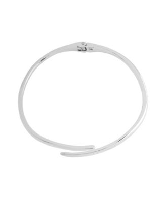 Rhodium Fluid Bypass Round Collar Necklace