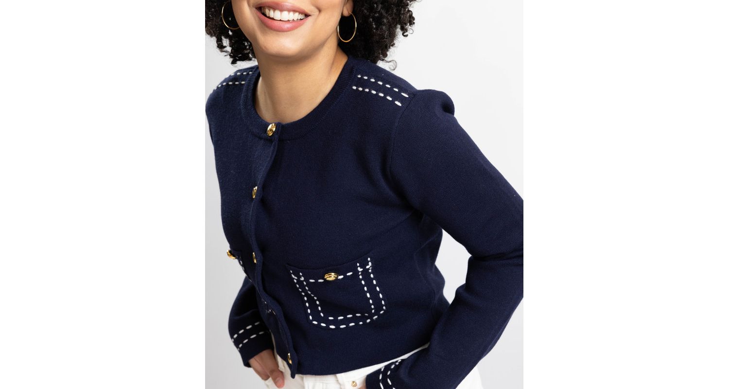 Women's Jessica Cropped Fitted Button-Front Cardigan
