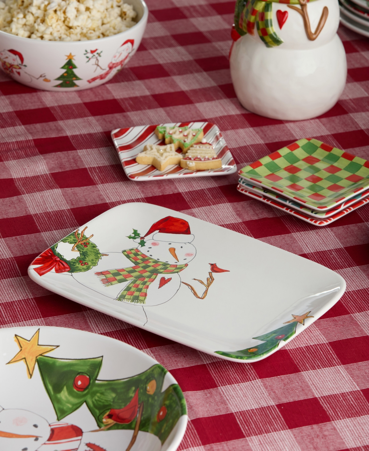 Certified International Snowman Delight 14" Rectangular Platter In Multi