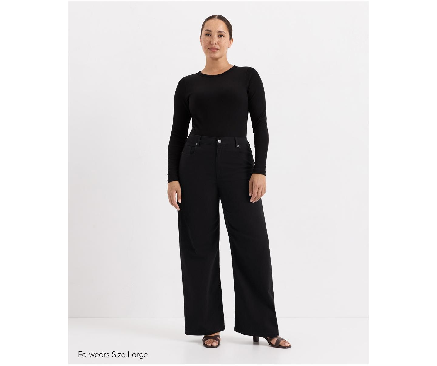 Женские брюки Pact All-Day Twill Wide-Leg, цвет: Чёрный — фото 5