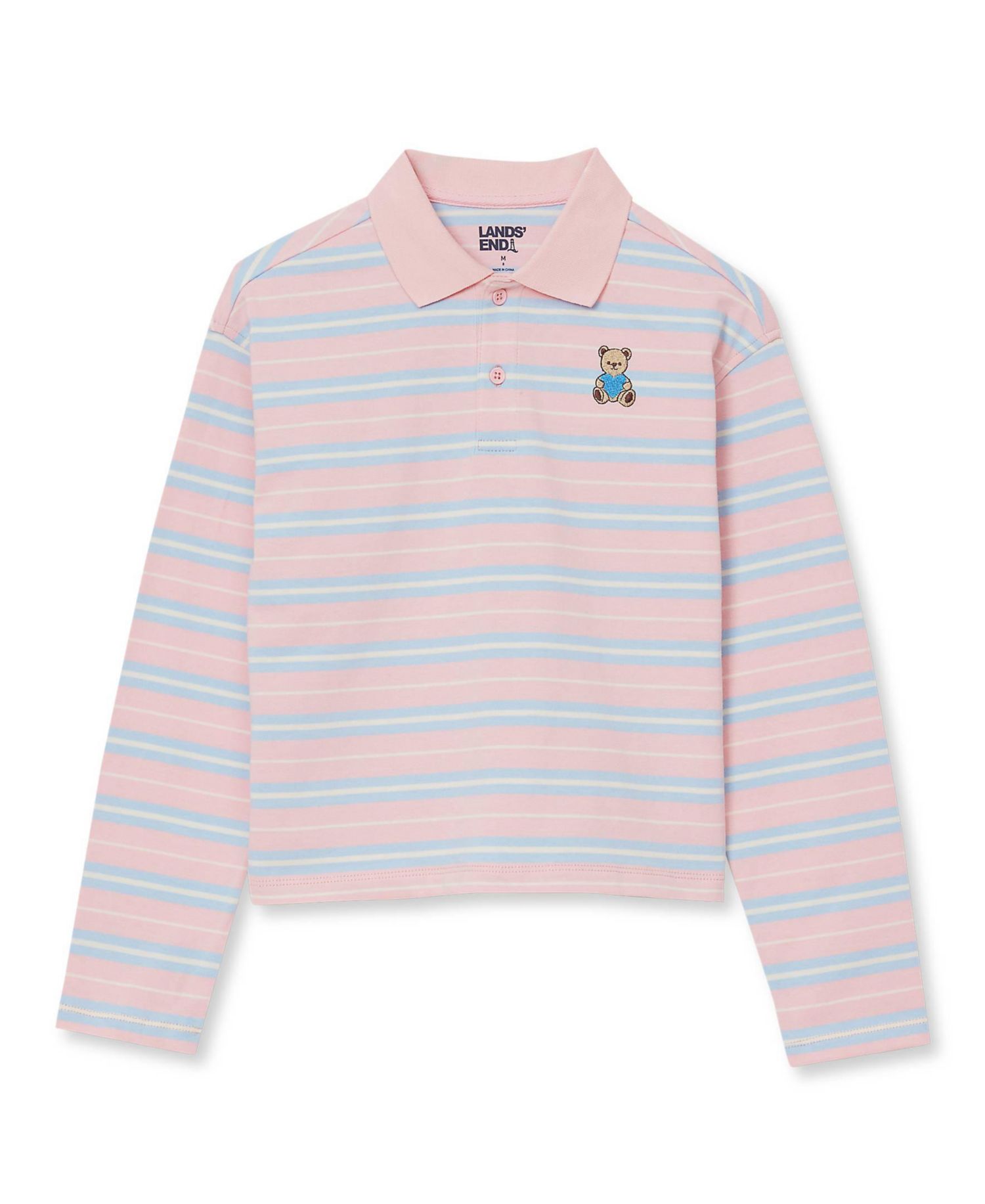 Girls Long Sleeve Collared Polo Shirt