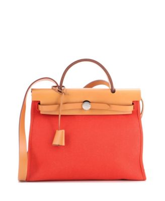 Pre-Owned Hermes 31 Herbag Zip Leather and Toile