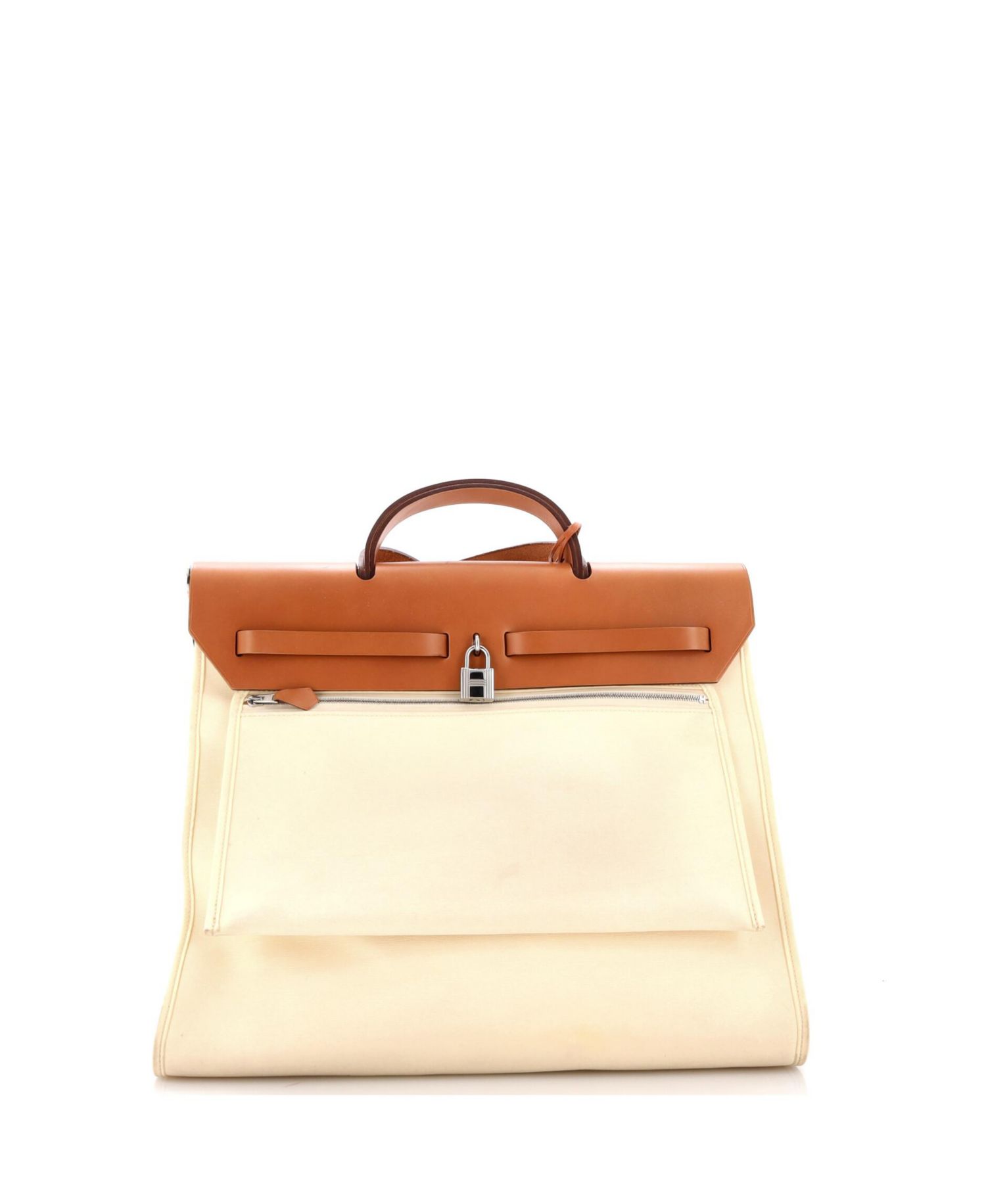Pre-Owned Hermes 39 Herbag Zip Leather and Toile