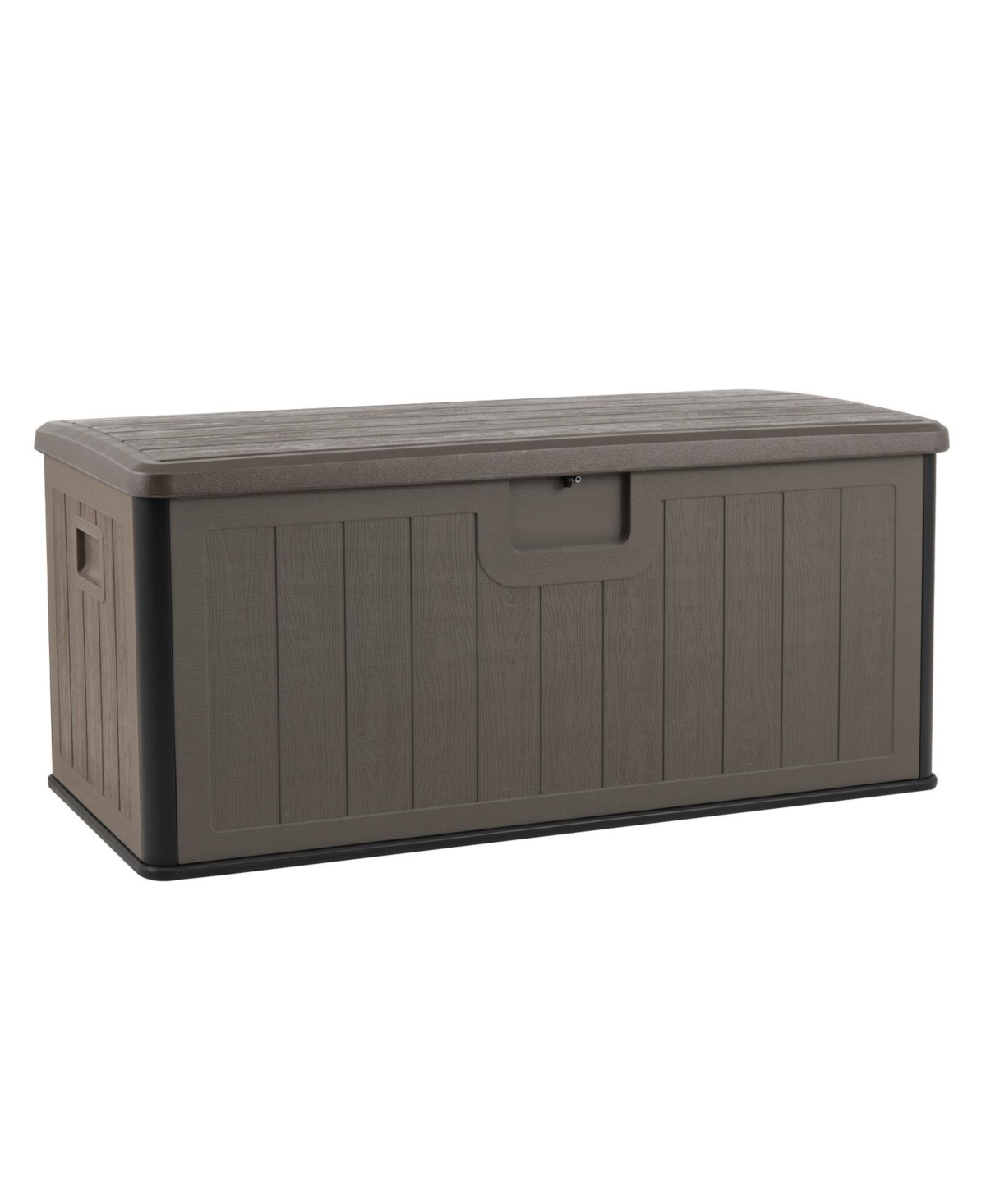 Slickblue 100-Gallon Outdoor Storage Box with Lockable Lid for Patio and Deck - Brown