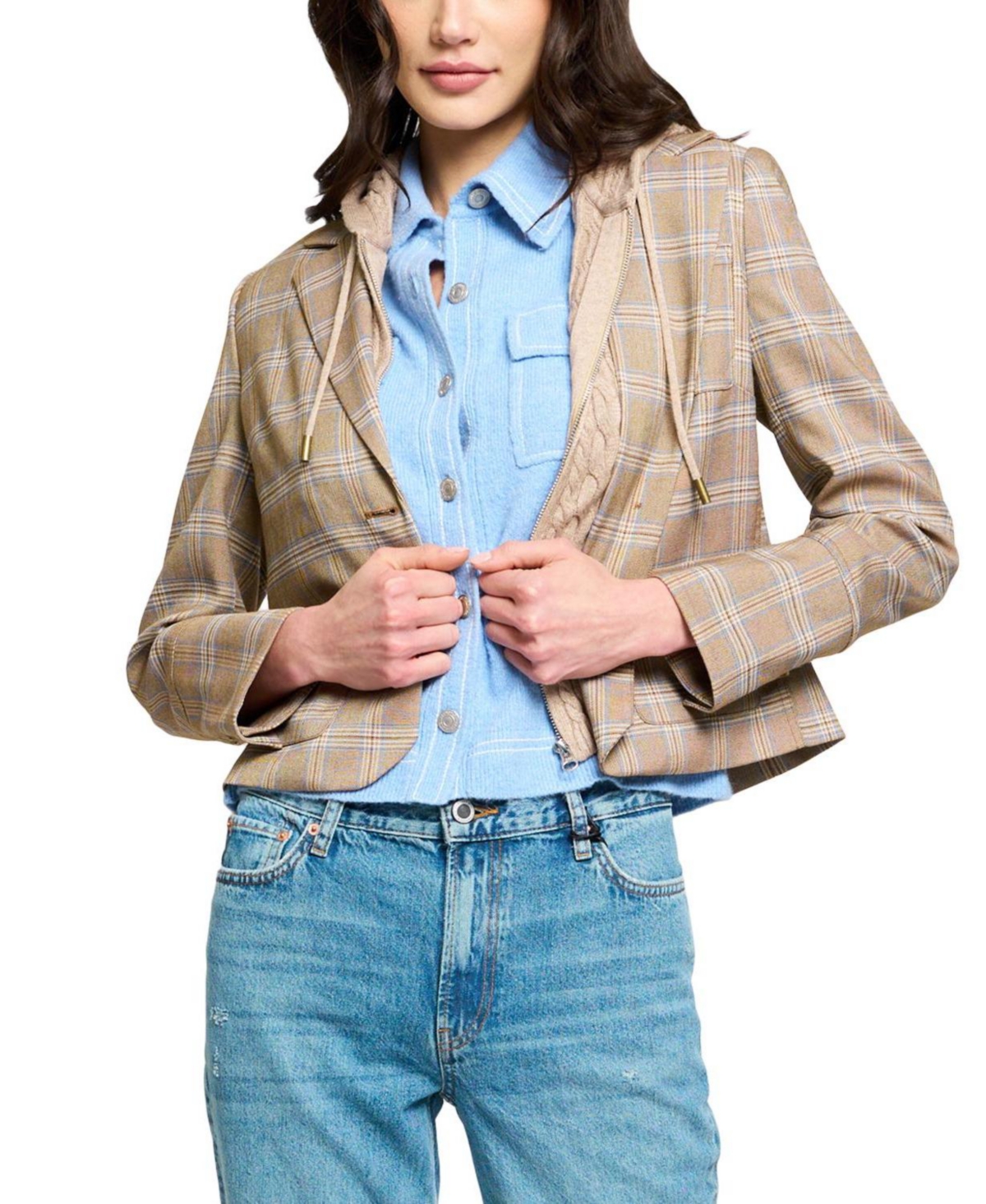 Central Park West Women's Sienna Plaid Cropped Blazer
