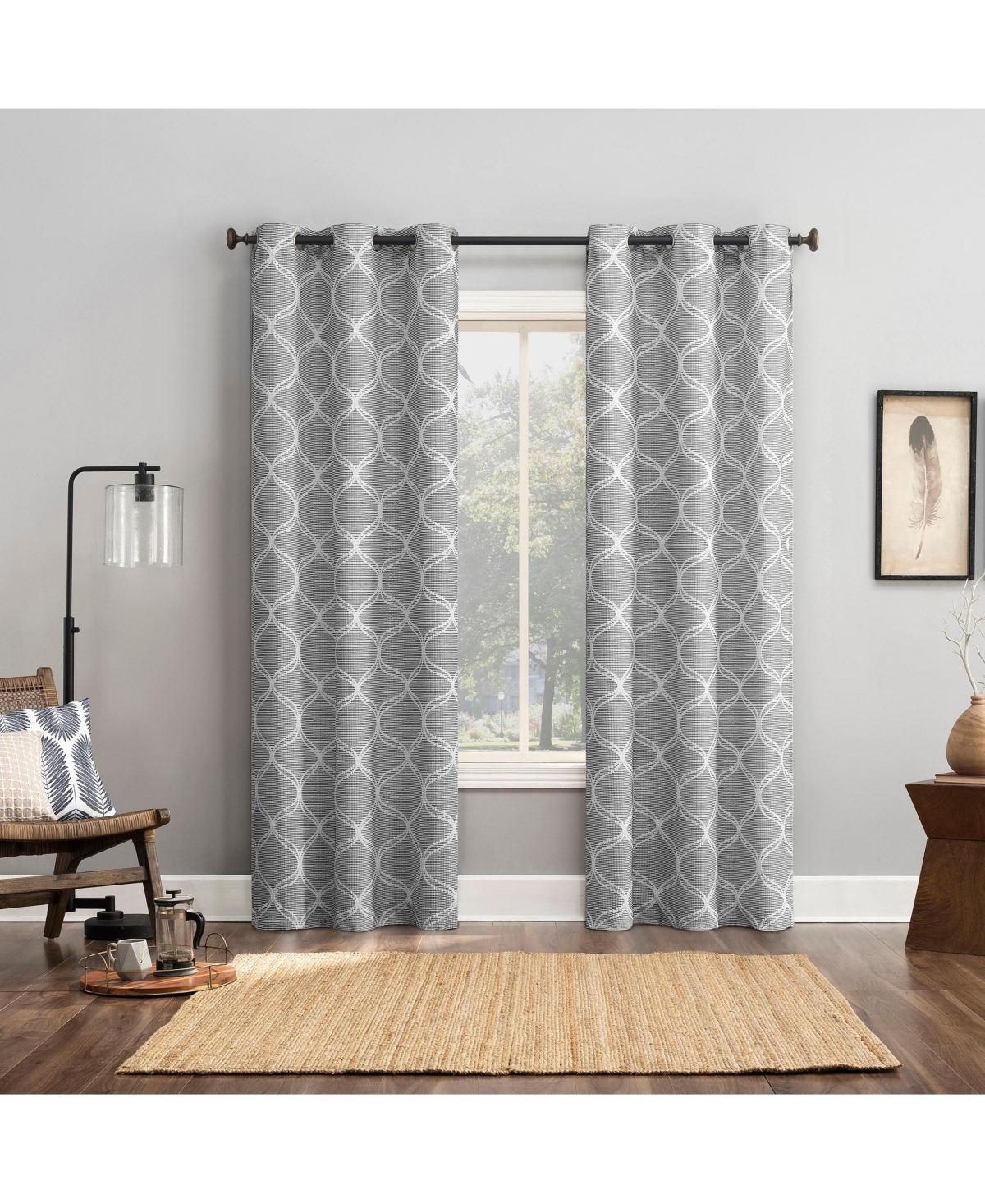 Sun Zero Tikal Woven Ogee Blackout Grommet Curtain Panel Pair
