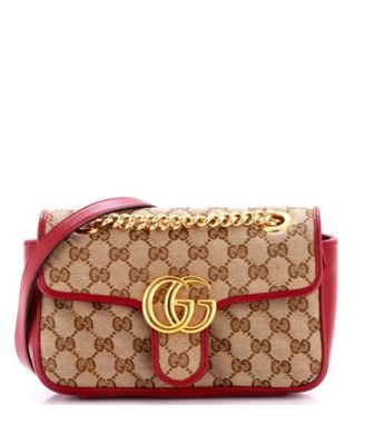 Mini GG Marmont Flap Bag Diagonal Quilted GG Canvas with Leather