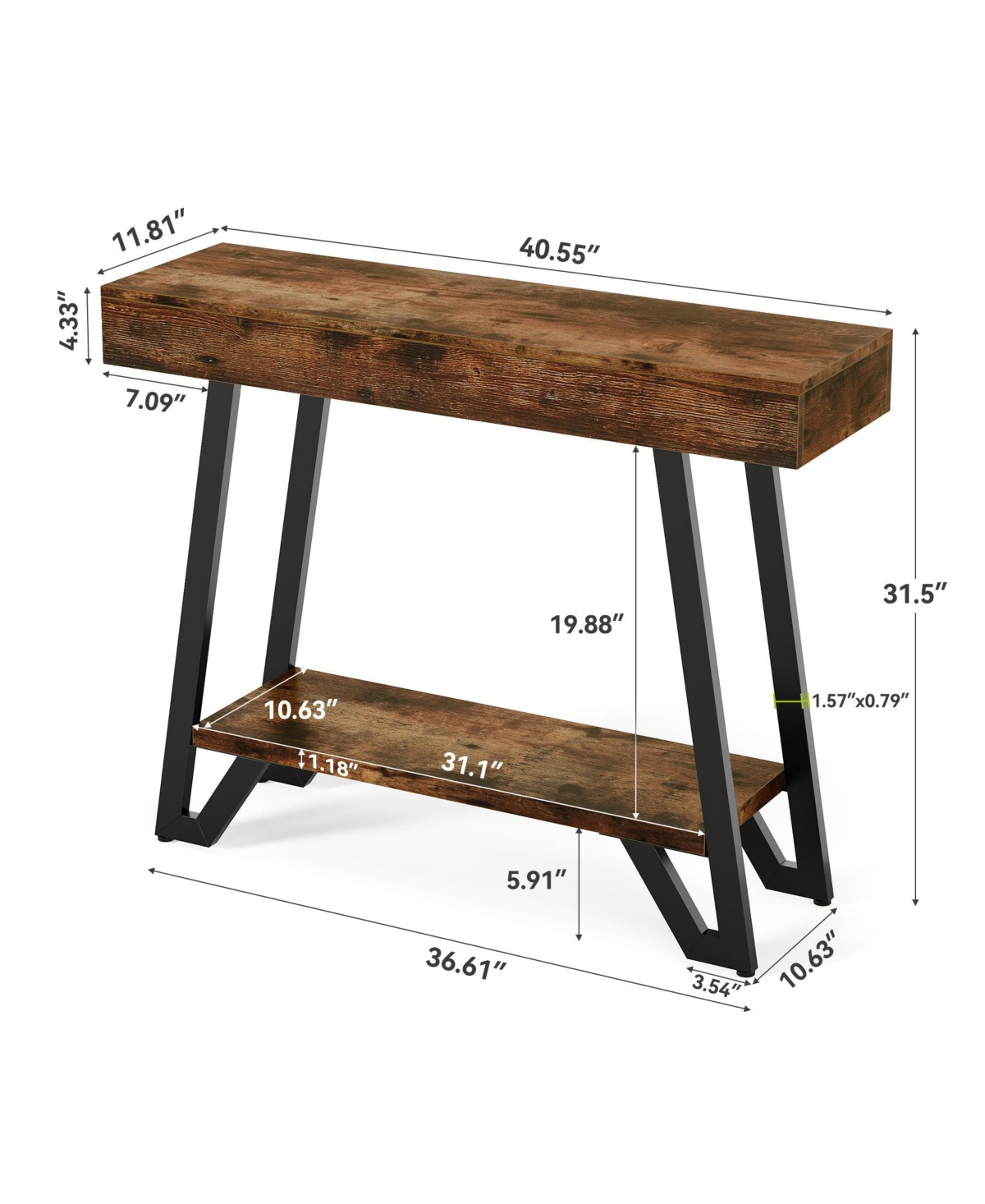 Slickblue Industrial 2-Tier Console Table with Geometric Metal Frame
