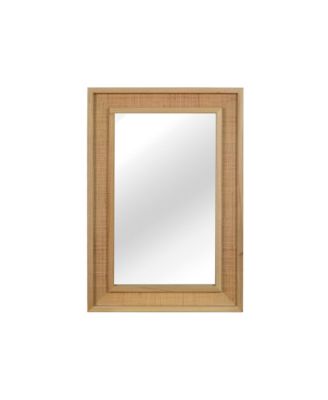 20 x 30 Inch Rectangle Rattan Mirror Solid Wood Frame Wall Mounted Decorative Mirror Rustic Farmhouse Aesthetic Vanity Makeup Mirror