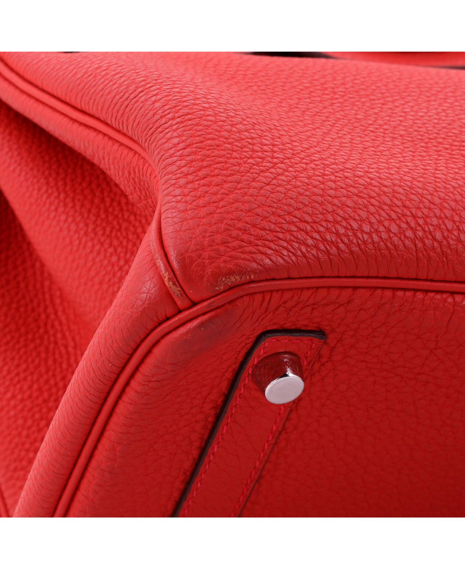 Pre-Owned Hermes Birkin 30 Handbag Red Togo with Palladium Hardware