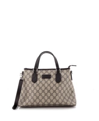 Small Convertible Zip Tote GG Coated Canvas with Leather