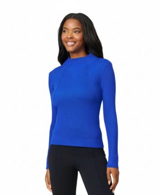 Women's Mock-Neck Long-Sleeve Rib-Knit Sweater