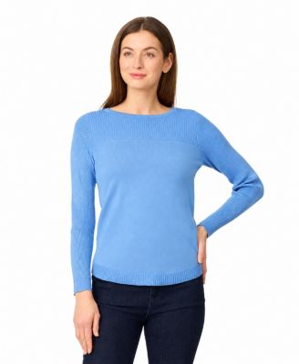 Women's Fine-Gauge Knit Boat Neck Long-Sleeve Sweater