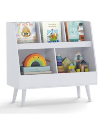 5-Cube Kids Bookshelf and Toy Organizer with Anti-Tipping Kits and Solid Wood Legs