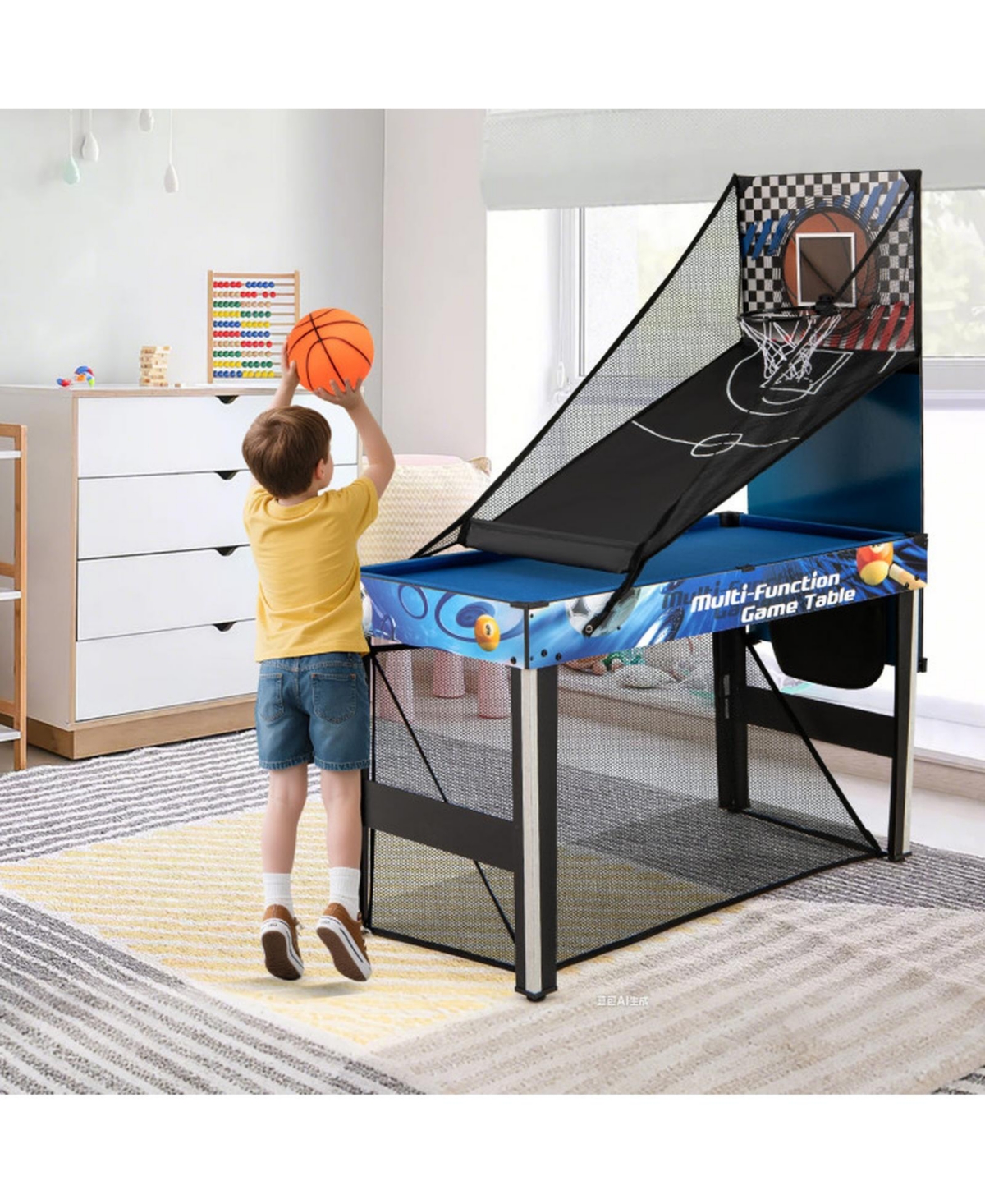 Sugift 10-in-1 Combo Game Table Set for Table Tennis Basketball and Soccer Play