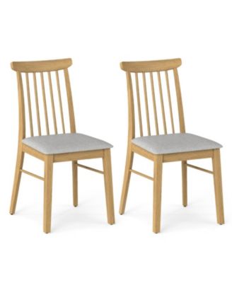 Upholstered Dining Chairs Set of 2 Armless Kitchen Chairs with Spindle Backrest and Padded Seats