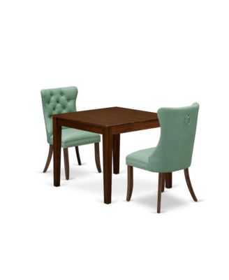 3 Piece Dining Room Table Set Contains a Square Solid Wood Table