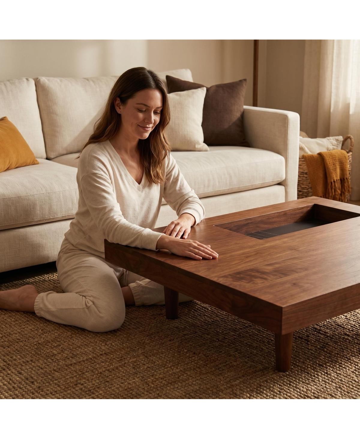 Streamdale Furniture Square Wooden Coffee Table with Storage, 34.5 Inches