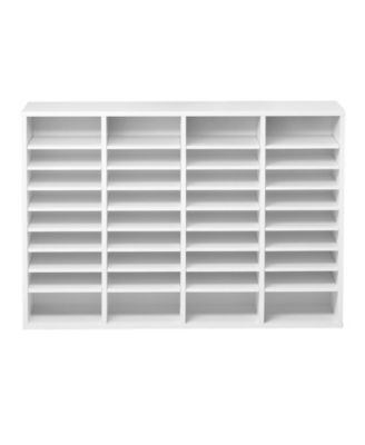 36 Compartment File Organizer with Adjustable Shelves, Wooden Mail Sorter for Home and Office