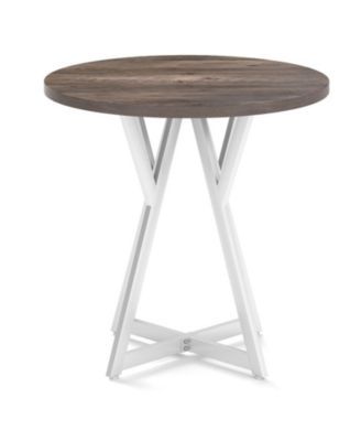36 Inch Round Dining Table with X-Shaped Metal Pedestal Base