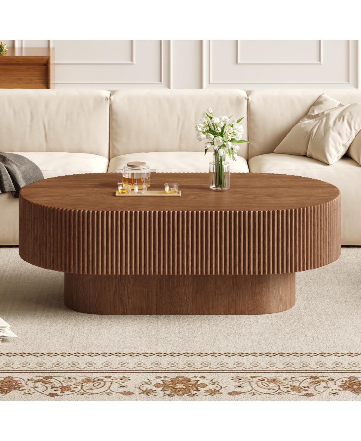 Streamdale Furniture 48.4" Farmhouse Oval Coffee Table with Fluted Base