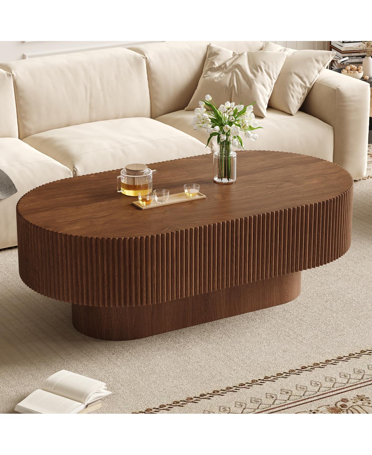 Streamdale Furniture 48.4" Farmhouse Oval Coffee Table with Fluted Base