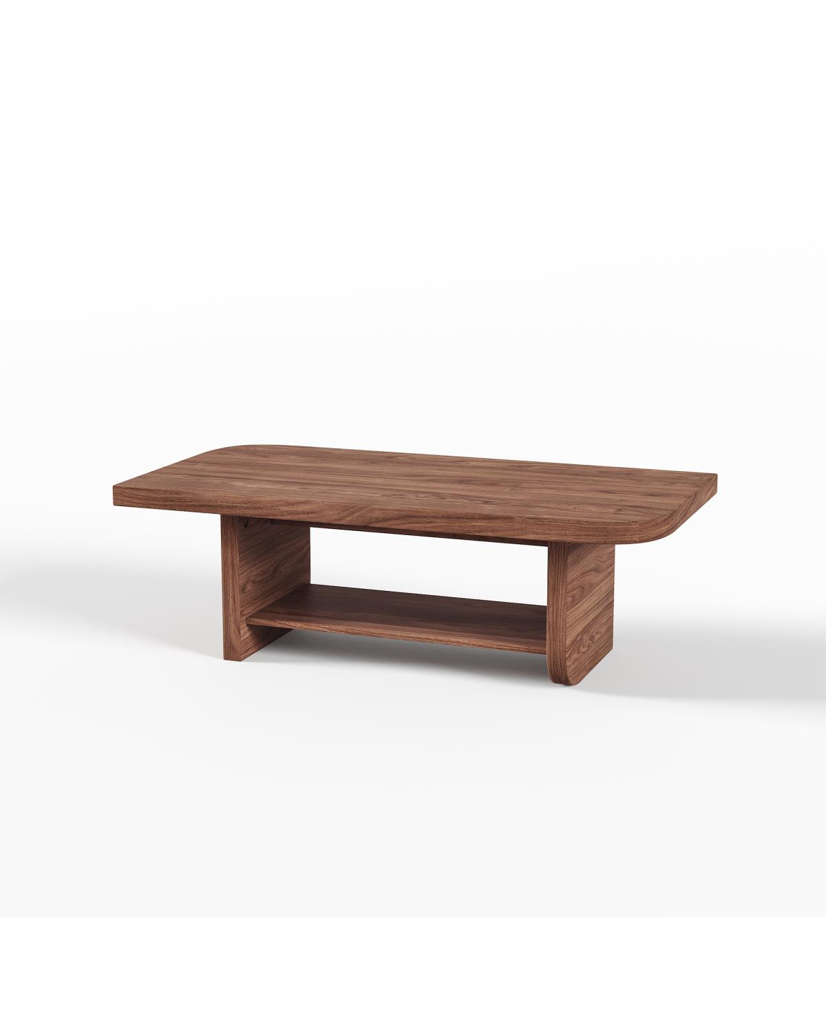 Streamdale Furniture 47.2" Fan-Shaped Coffee Table with Storage Shelf