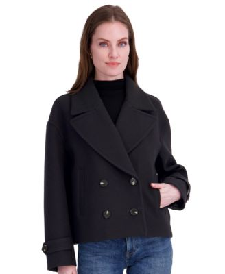 Women's Double-Breasted Notch-Collar Cropped Coat