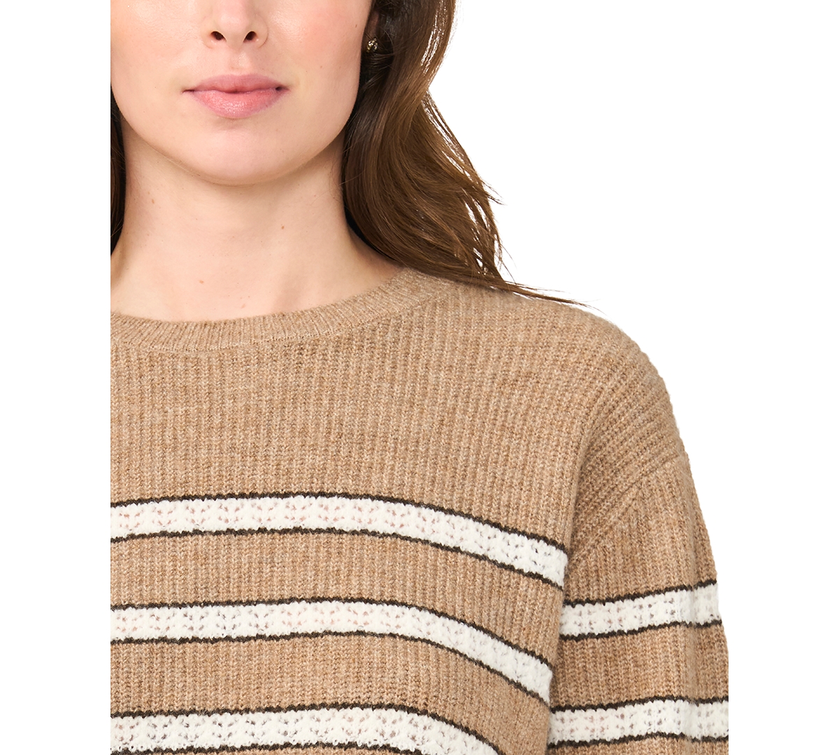 Cece Stripe Pointelle Stitch Sweater In Animal Print
