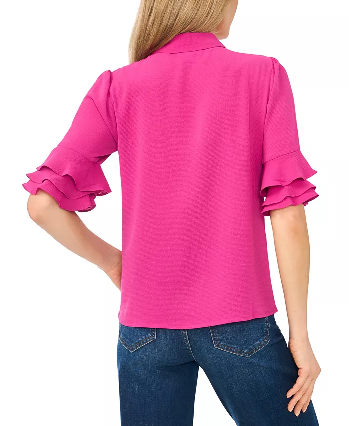 Women's Button-Front Ruffled 3/4-Sleeve  Blouse - thumbnail 6