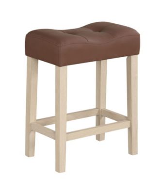 Set of 4 Upholstered Backless Counter Height Bar Stools with Curved Saddle Seats