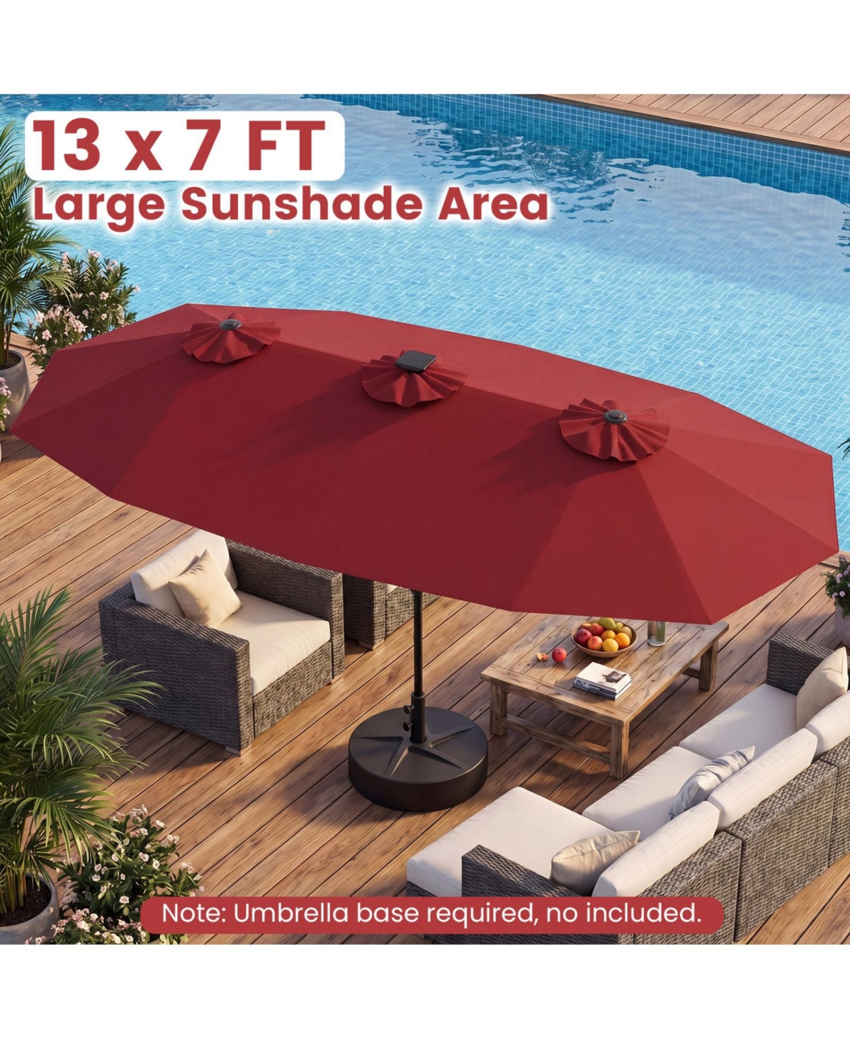 Sugift Double-Sided Patio Umbrella Solar Color Changing Led with 12 Modes