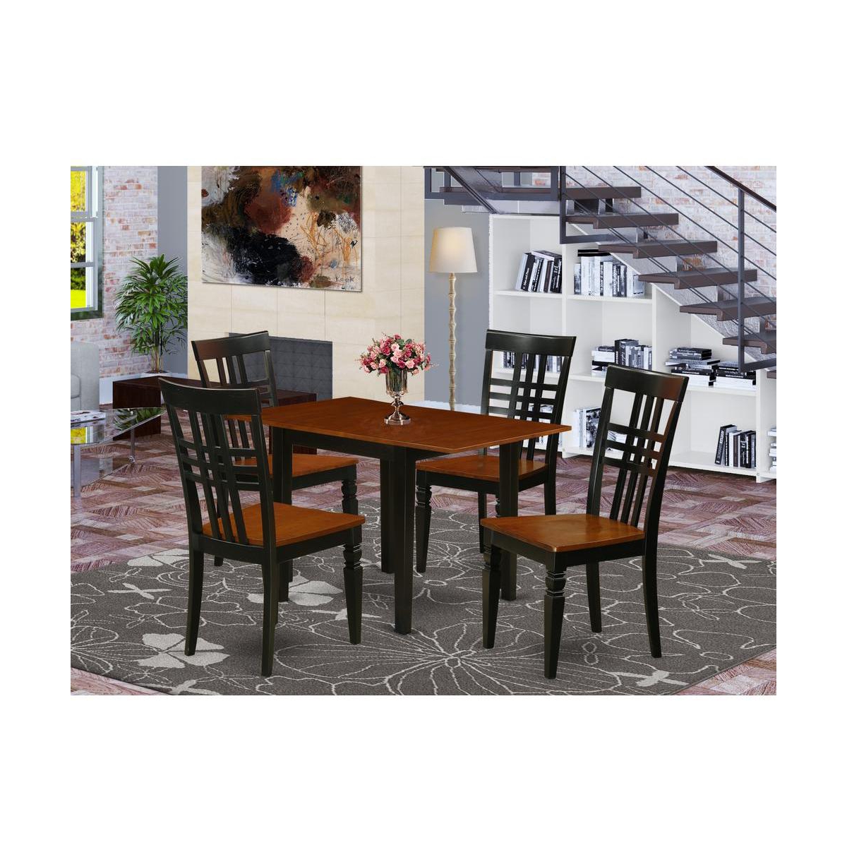 East West Furniture Dining Room Set, NDLG5-bch-w