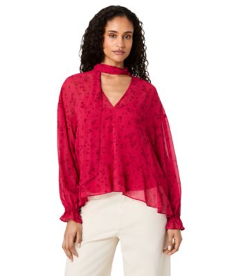 Women's Marina Long-Sleeve V-Neck Chiffon Top