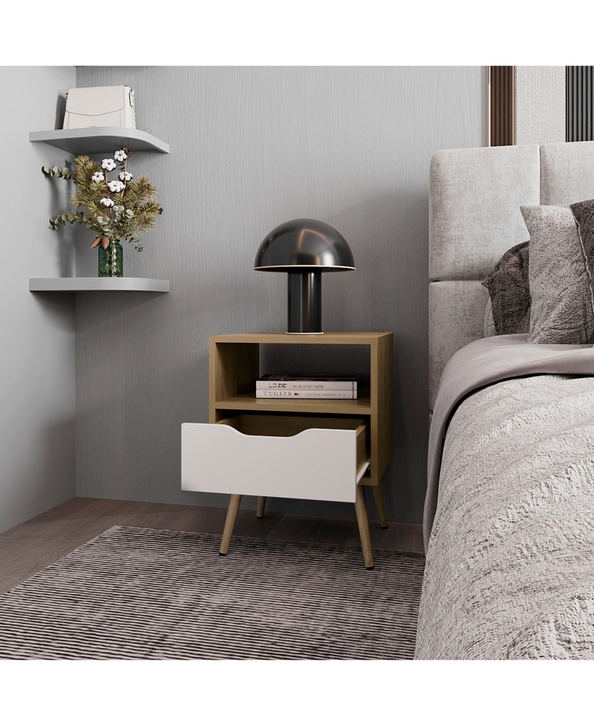 Fm Furniture Prescott Valley Nightstand with Open Storage