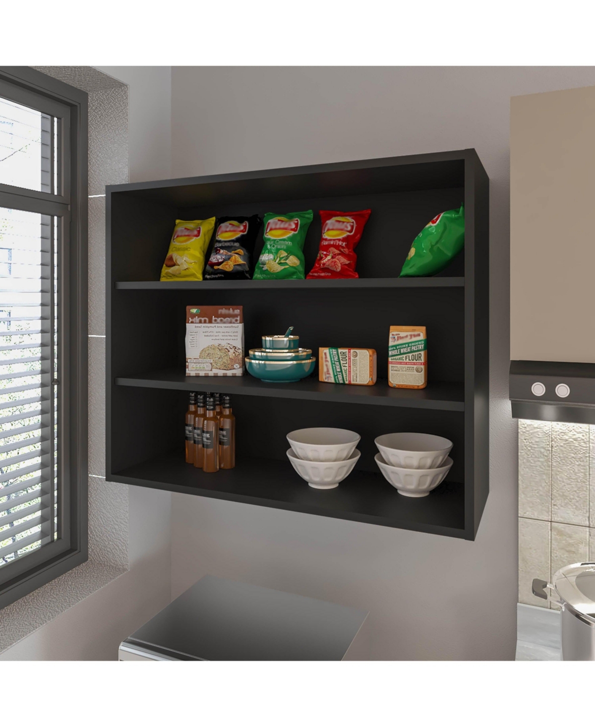 Fm Furniture Chinle Wall Cabinet Melamine with Open Storage