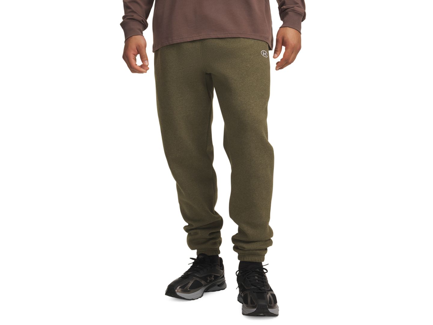 Мужские брюки Under Armour Rival Fleece Gym, цвет: Морской зелёный меланжевый / Белый — фото 1