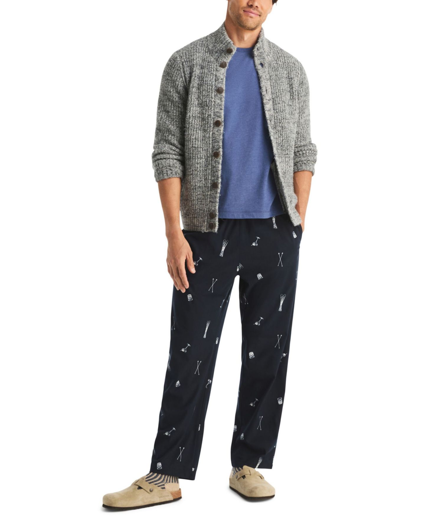 Пижамные брюки Relaxed-Fit для мужчин, флис — Nautica, цвет: Тёмно-синий — фото 2